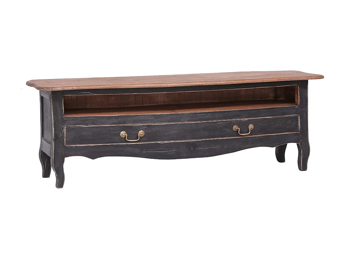 Marie-Luce  Meuble TV 120x30x40 cm noir bois d'acajou massif