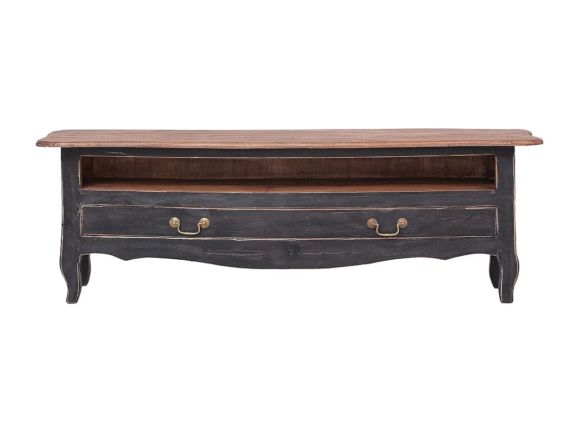 Marie-Luce  Meuble TV 120x30x40 cm noir bois d'acajou massif