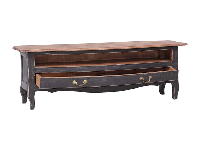 Marie-Luce  Meuble TV 120x30x40 cm noir bois d'acajou massif