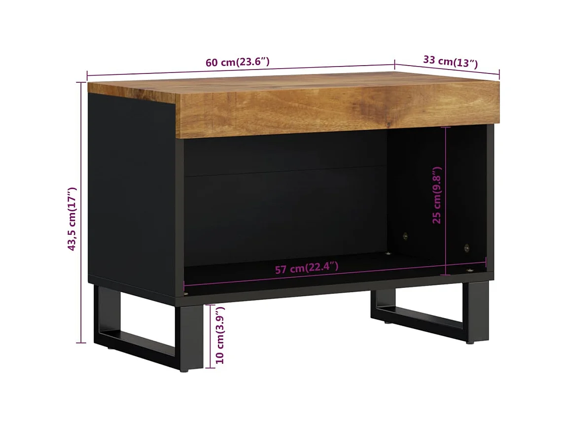 Nylvi  Tv-meubel 60x33x43,5 cm massief mangohout