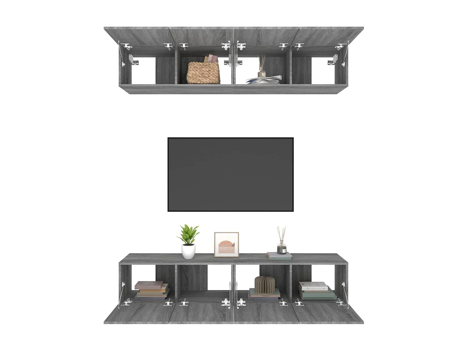 Assumption  Tv-meubelen 4 st 80x30x30 cm bewerkt hout grijs sonoma eiken