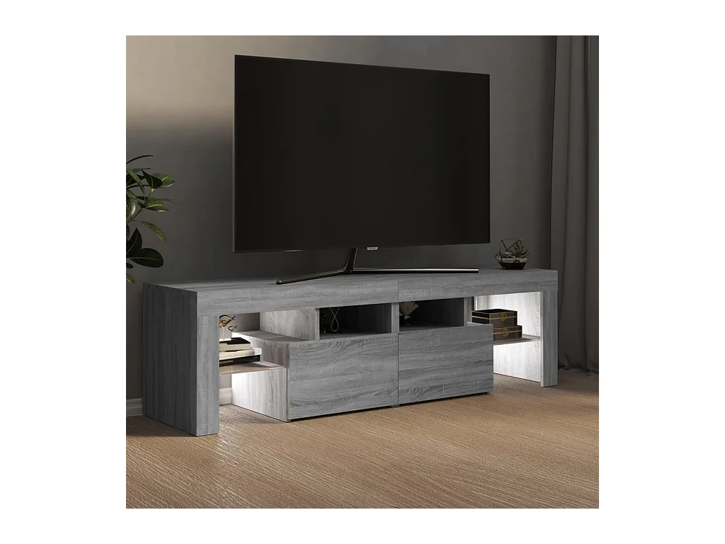 Hayo  Meuble TV avec lumières LED Sonoma gris 140x36,5x40 cm