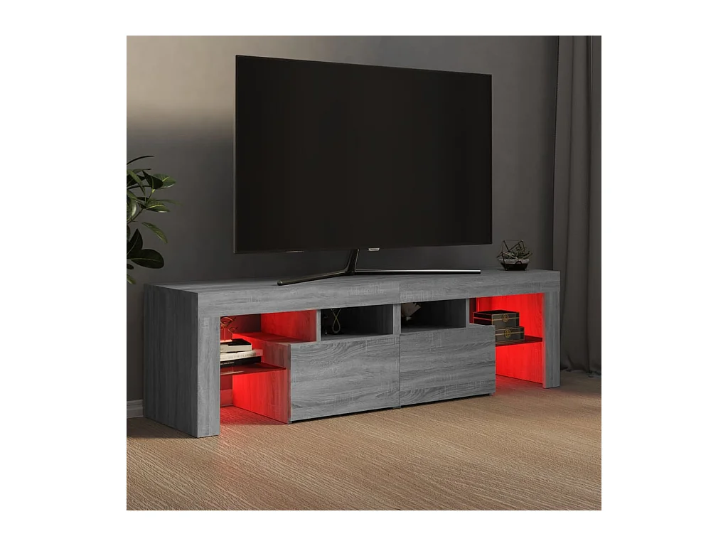 Hayo  Meuble TV avec lumières LED Sonoma gris 140x36,5x40 cm
