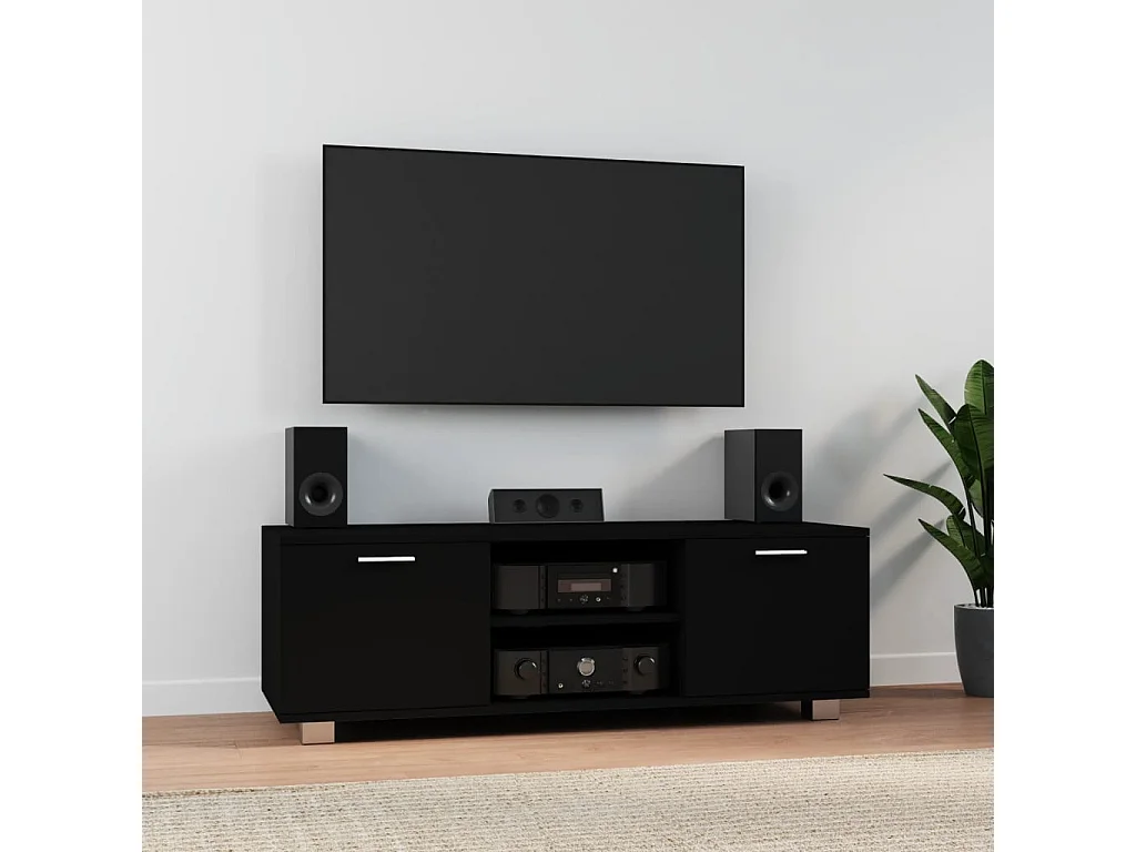 Stuarts Draft  Meuble TV Noir 120x40,5x35 cm Bois d'ingénierie