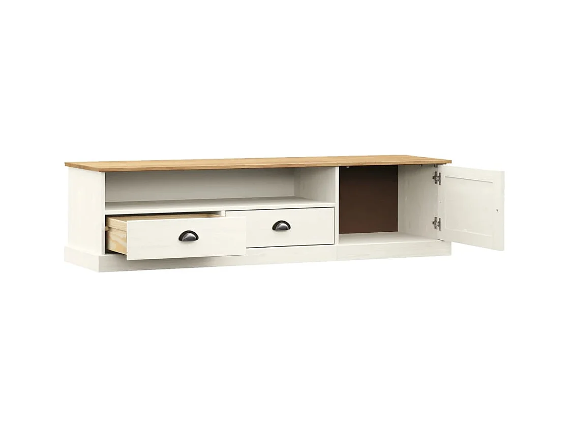 Marc-Frédéric  Meuble TV VIGO blanc 156x40x40 cm bois massif de pin