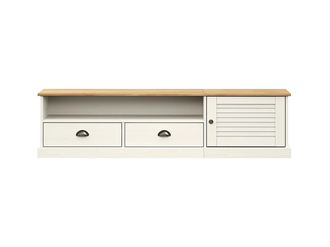 Marc-Frédéric  Meuble TV VIGO blanc 156x40x40 cm bois massif de pin
