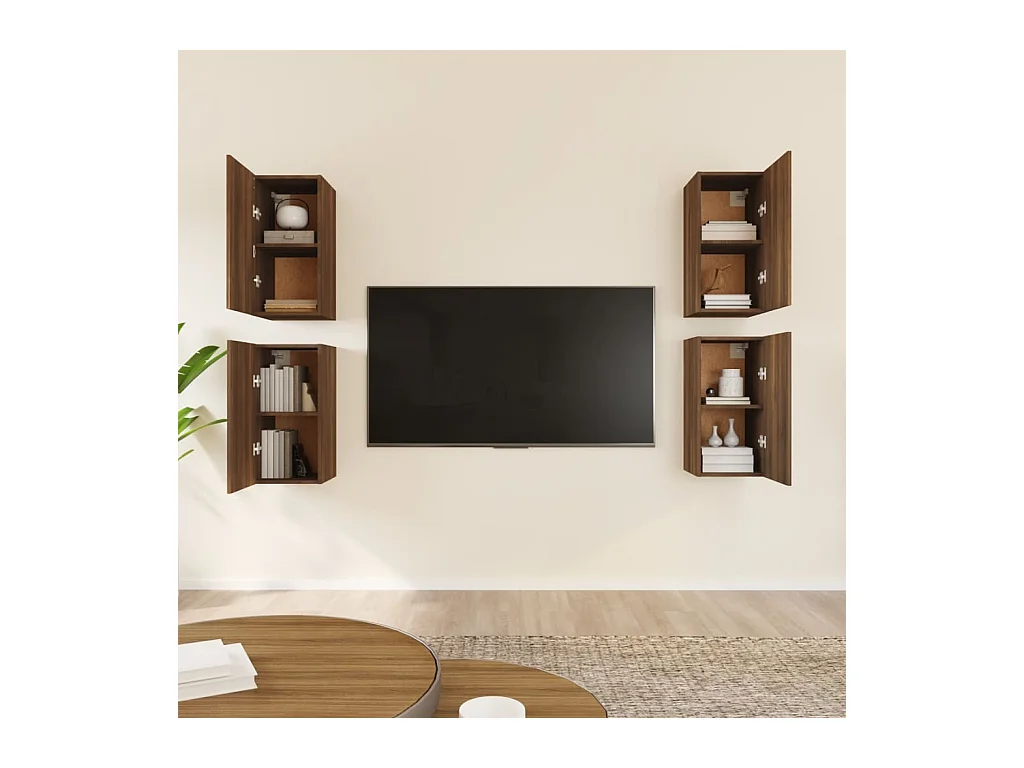 Lea  Meubles TV 4 pcs Chêne marron 30,5x30x60 cm Bois d'ingénierie