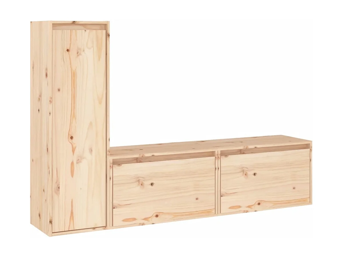 Volri  Muebles para TV 3 piezas madera maciza de pino