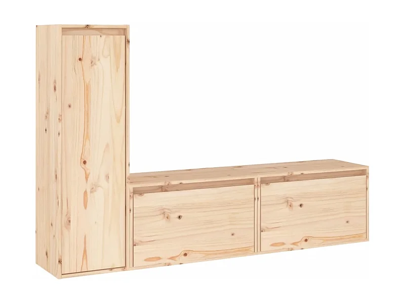 Volri  Muebles para TV 3 piezas madera maciza de pino