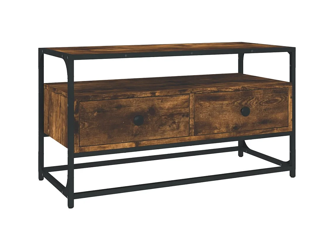 Bralir  Meuble TV chêne fumé 80x35x45 cm bois d'ingénierie