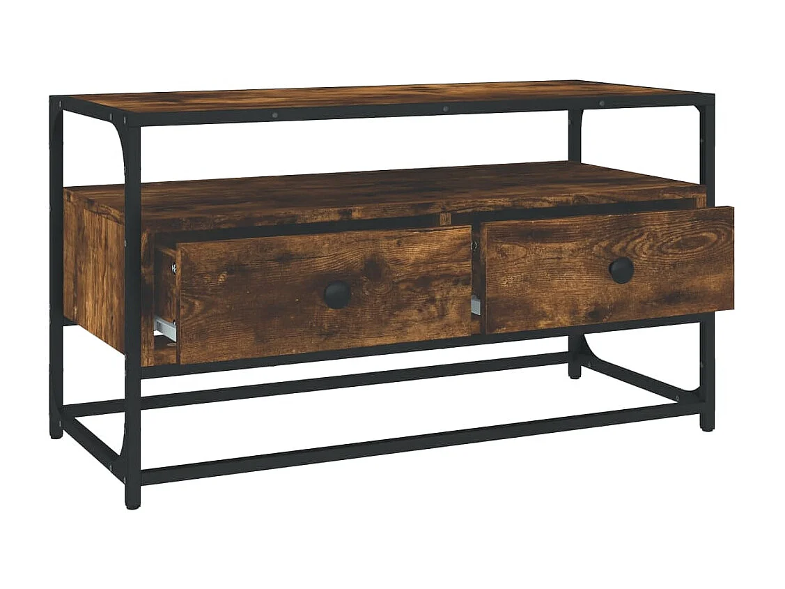 Bralir  Meuble TV chêne fumé 80x35x45 cm bois d'ingénierie