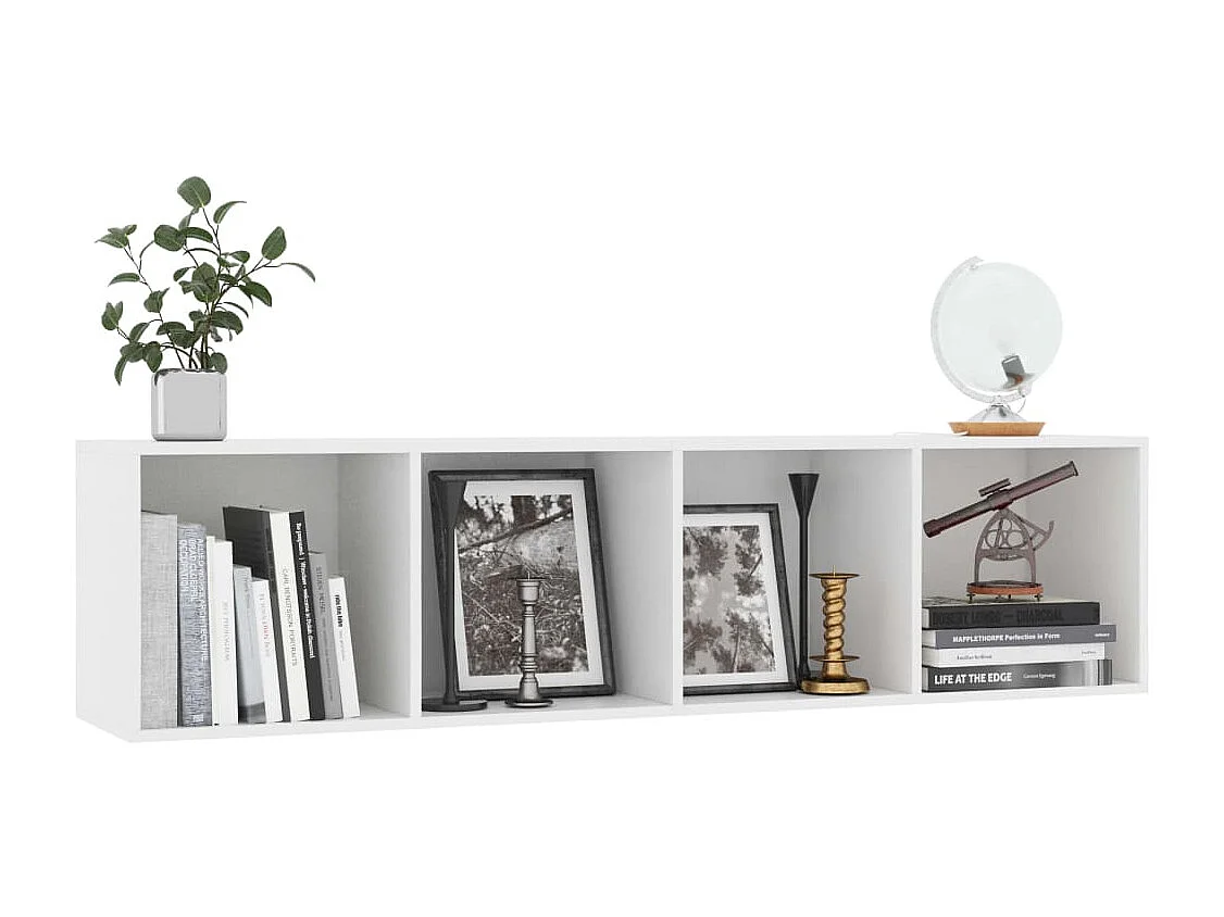 Thorben  Bibliothèque/Meuble TV Blanc 143x30x36 cm