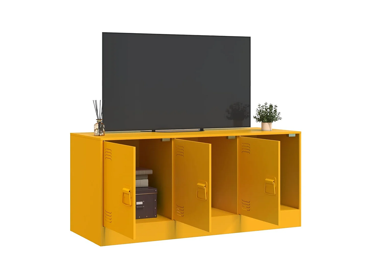 Ovdir  Meuble TV jaune moutarde 99x39x44 cm acier