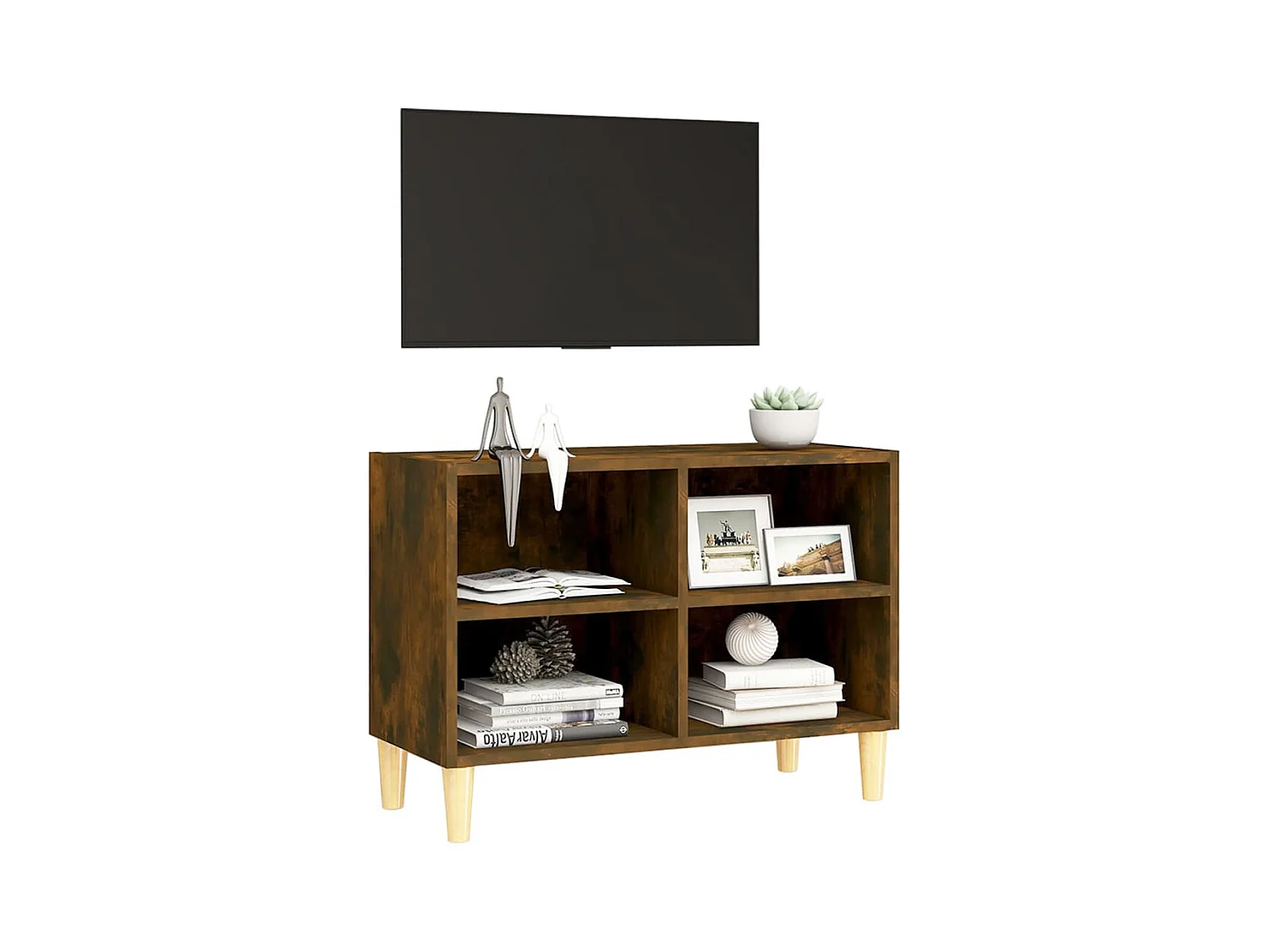 Bridgeville  Tv-meubel met houten poten 69,5x30x50 cm gerookt eikenkleurig