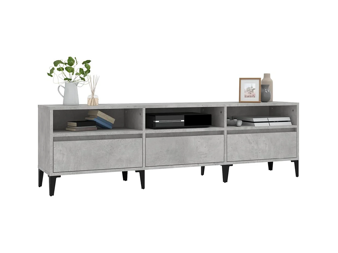 Simon-Pierre  Meuble TV gris béton 150x30x44,5 cm bois d'ingénierie