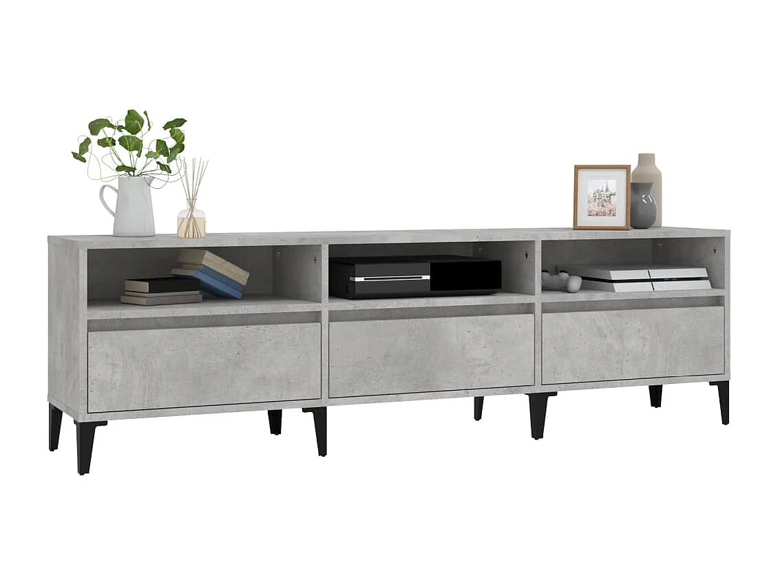 Simon-Pierre  Mueble de TV madera contrachapada gris hormigón 150x30x44,5 cm