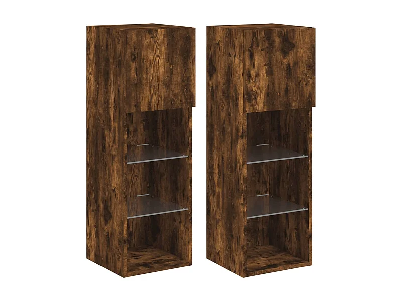 Almar  Meubles TV avec lumières LED 2 pcs chêne fumé 30,5x30x90 cm