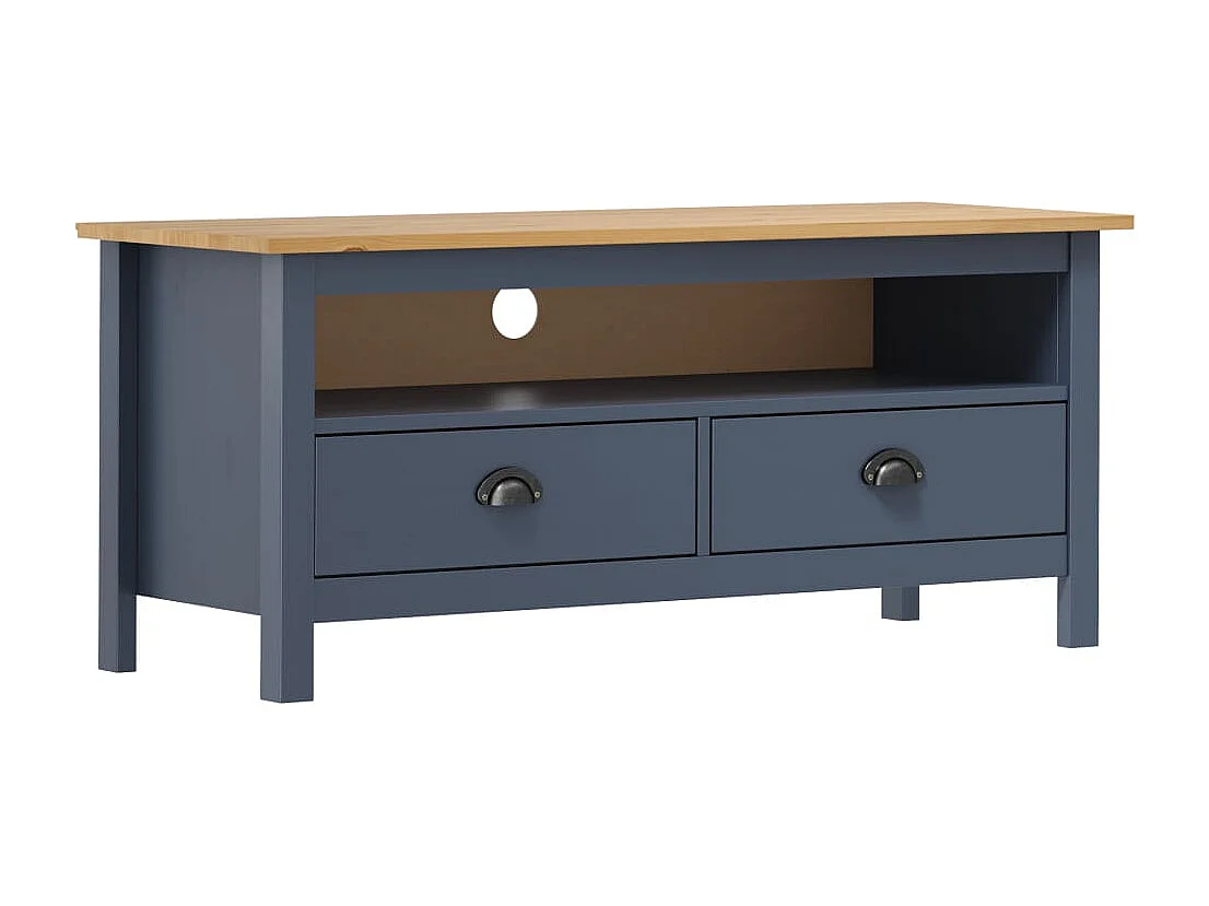 Heidi  Meuble TV ll Range Gris 110x40x47 cm Bois de pin solide