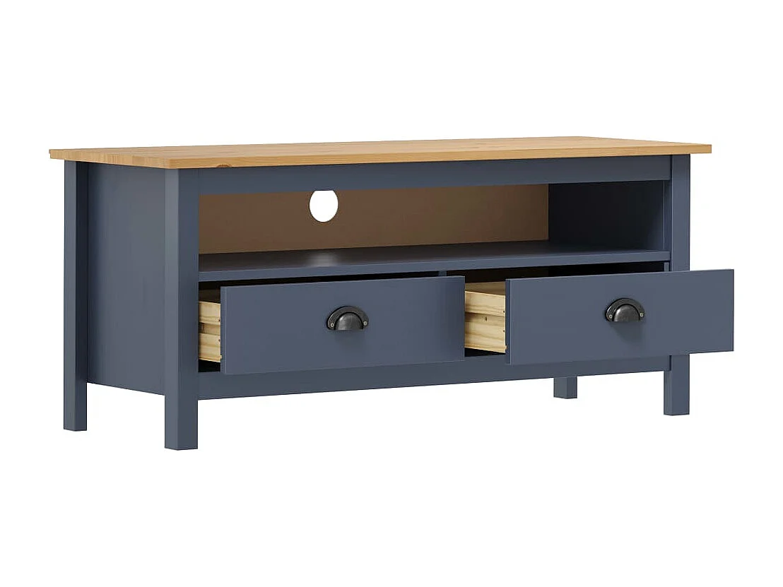Heidi  Meuble TV ll Range Gris 110x40x47 cm Bois de pin solide