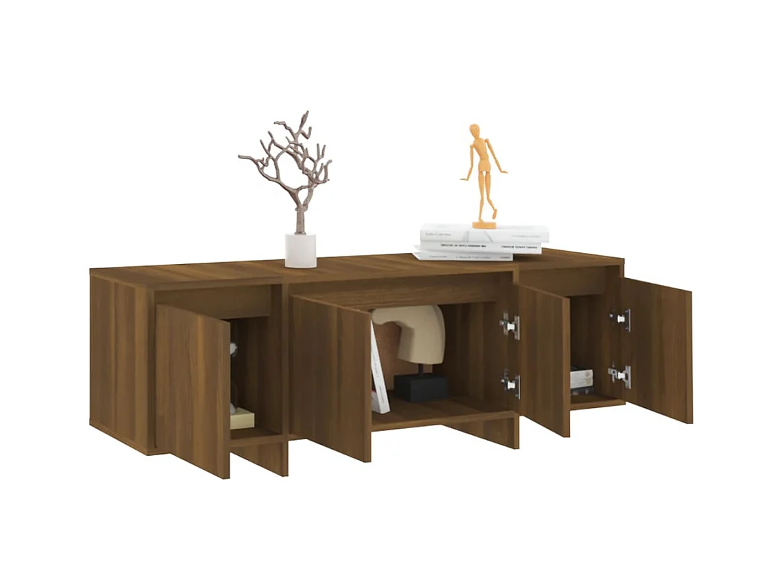 Qirin  Tv-meubel 120x30x40,5 cm bewerkt hout bruin eikenkleur