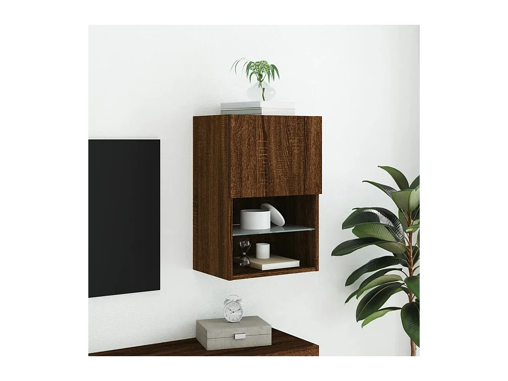 Almar  Meuble TV avec lumières LED chêne marron 40,5x30x60 cm