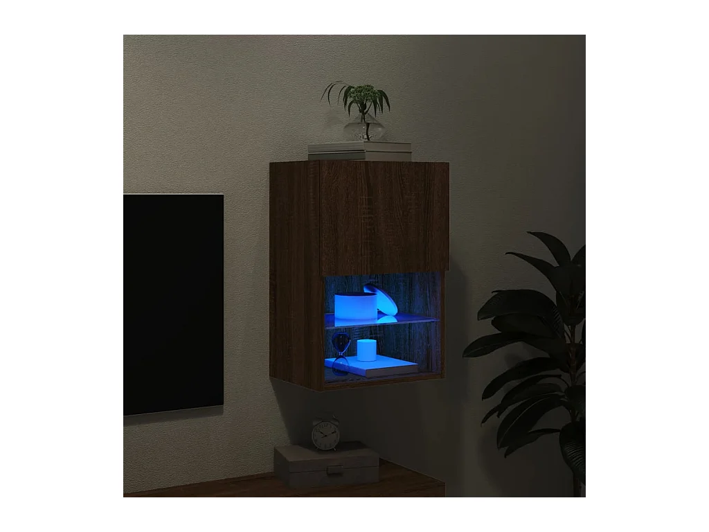 Almar  Meuble TV avec lumières LED chêne marron 40,5x30x60 cm