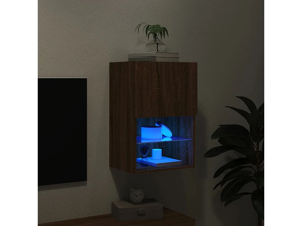 Almar  Meuble TV avec lumières LED chêne marron 40,5x30x60 cm