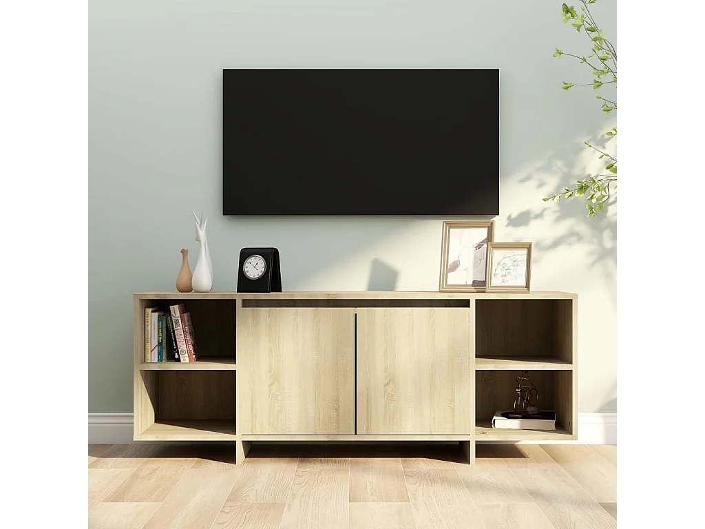 Isolde  Tv-meubel 130x35x50 cm bewerkt hout sonoma eikenkleurig