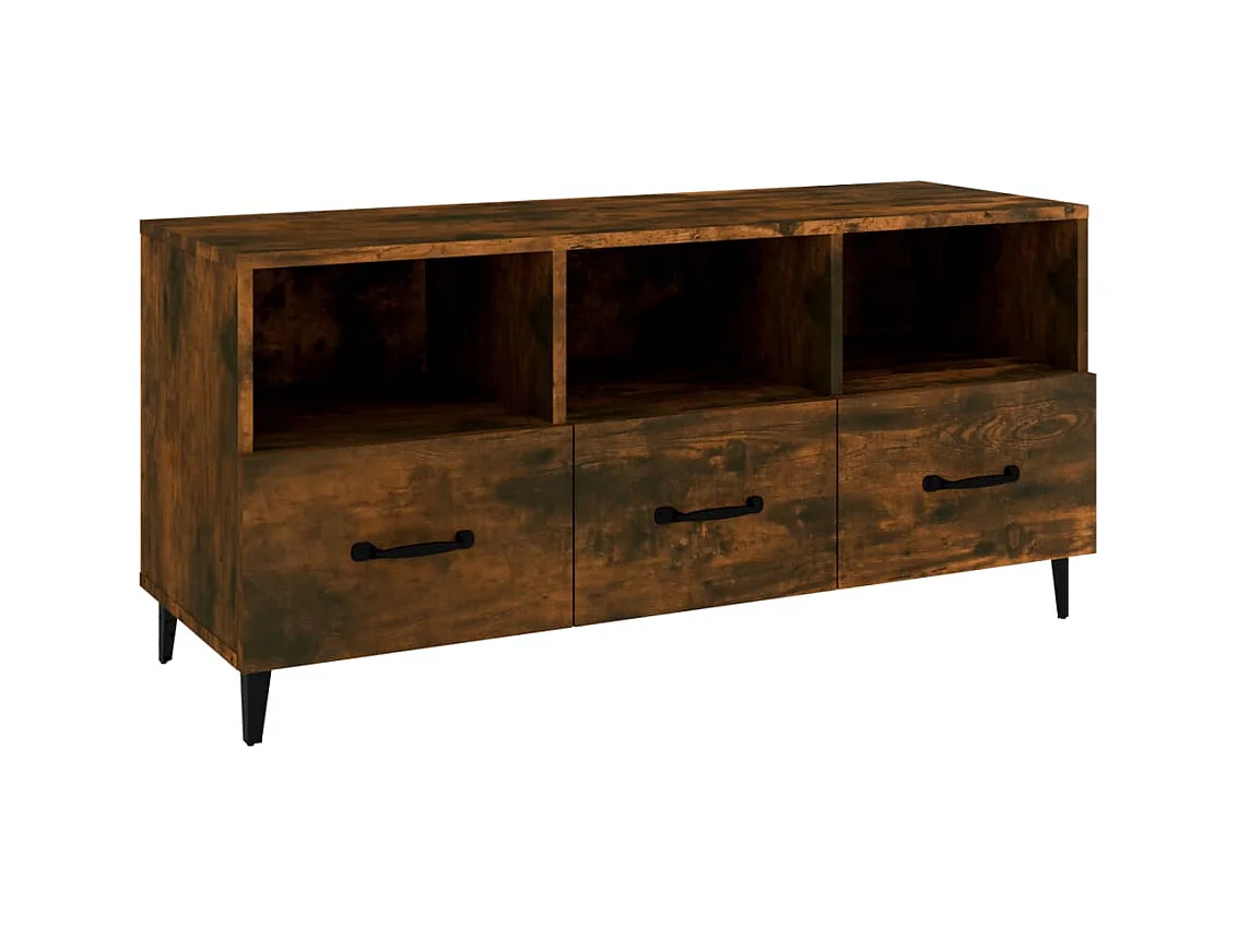 Firuz  Meuble TV Chêne fumé 102x35x50 cm Bois d'ingénierie