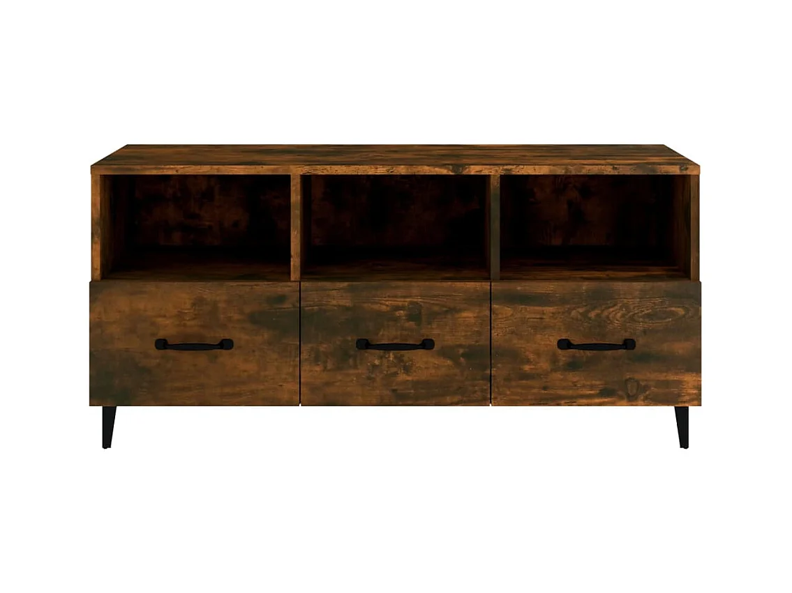 Firuz  Meuble TV Chêne fumé 102x35x50 cm Bois d'ingénierie