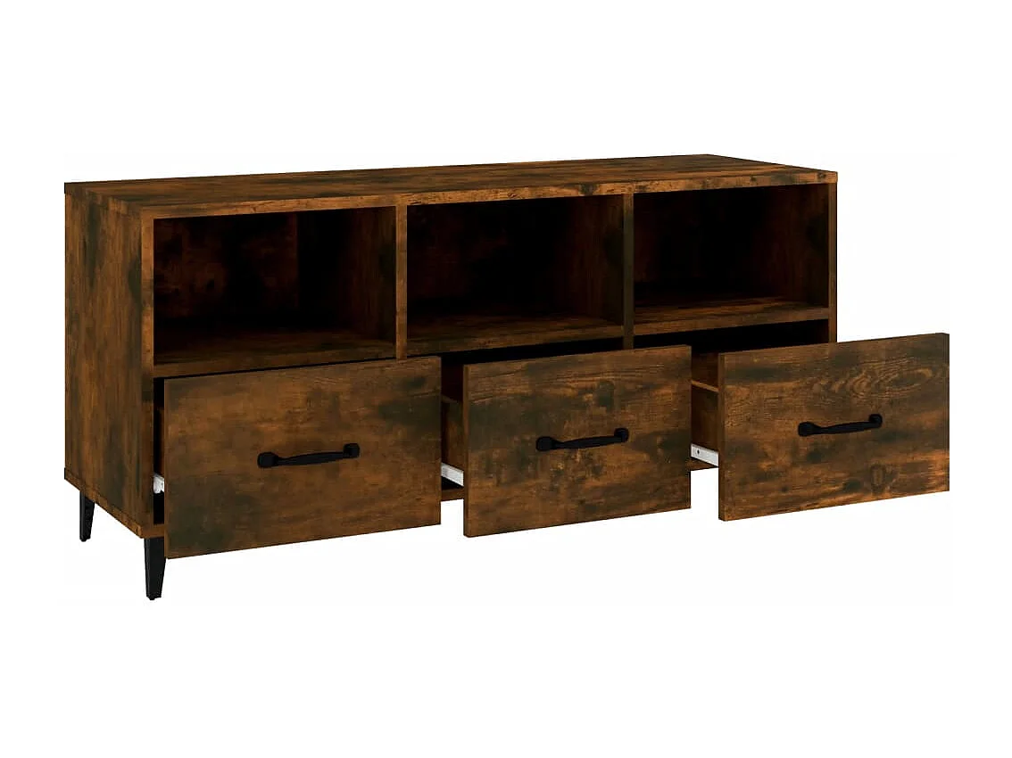 Firuz  Meuble TV Chêne fumé 102x35x50 cm Bois d'ingénierie