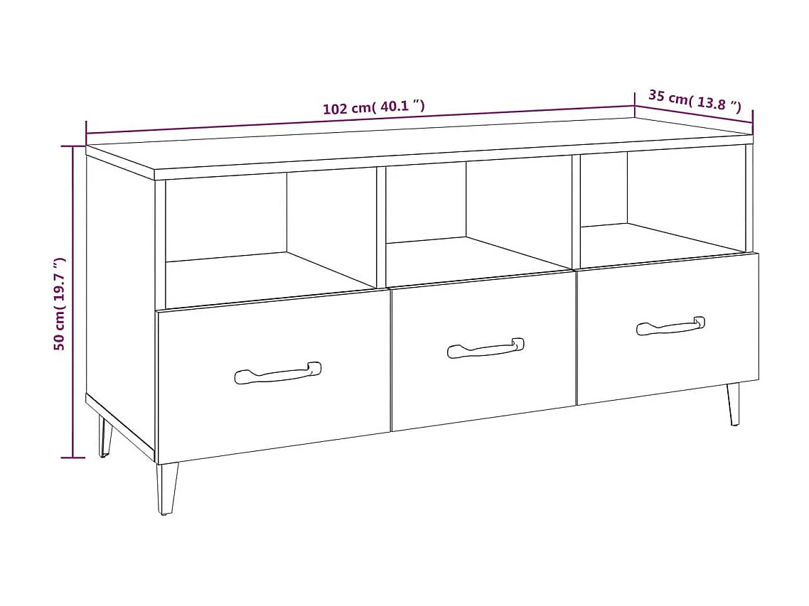 Firuz  Meuble TV Chêne fumé 102x35x50 cm Bois d'ingénierie