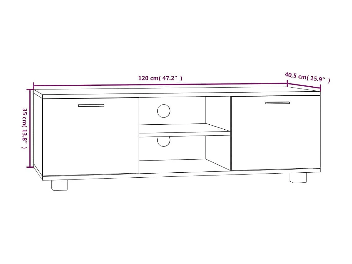 Stuarts Draft  Meuble TV Chêne fumé 120x40,5x35 cm Bois d'ingénierie