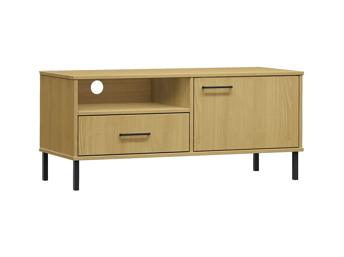 Gylmar  Meuble TV avec pieds en métal Marron Bois de pin massif OSLO