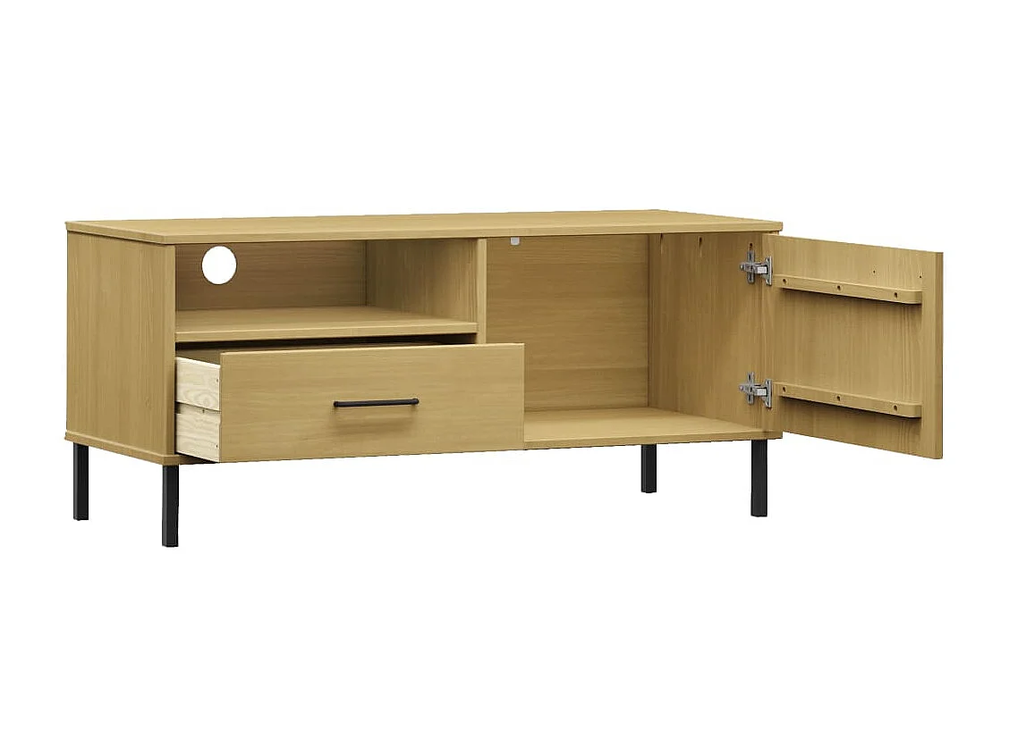 Gylmar  Meuble TV avec pieds en métal Marron Bois de pin massif OSLO