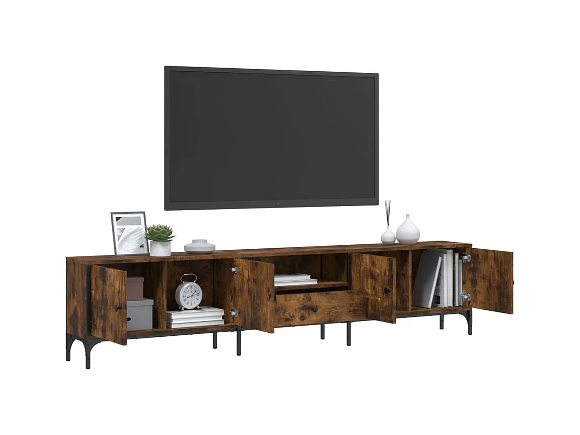 Dalton  Meuble TV à tiroir chêne fumé 200x25x44 cm bois d'ingénierie