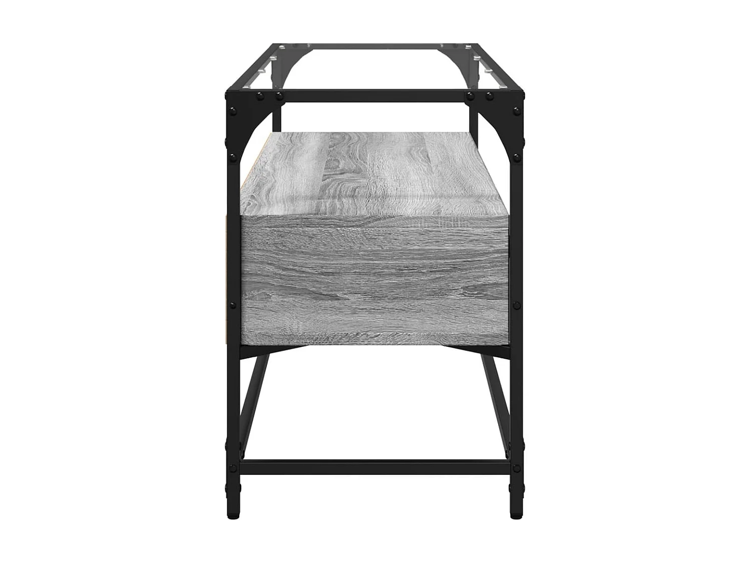 Varel  Mueble TV cristal y madera ingeniería gris Sonoma 98x35x51 cm