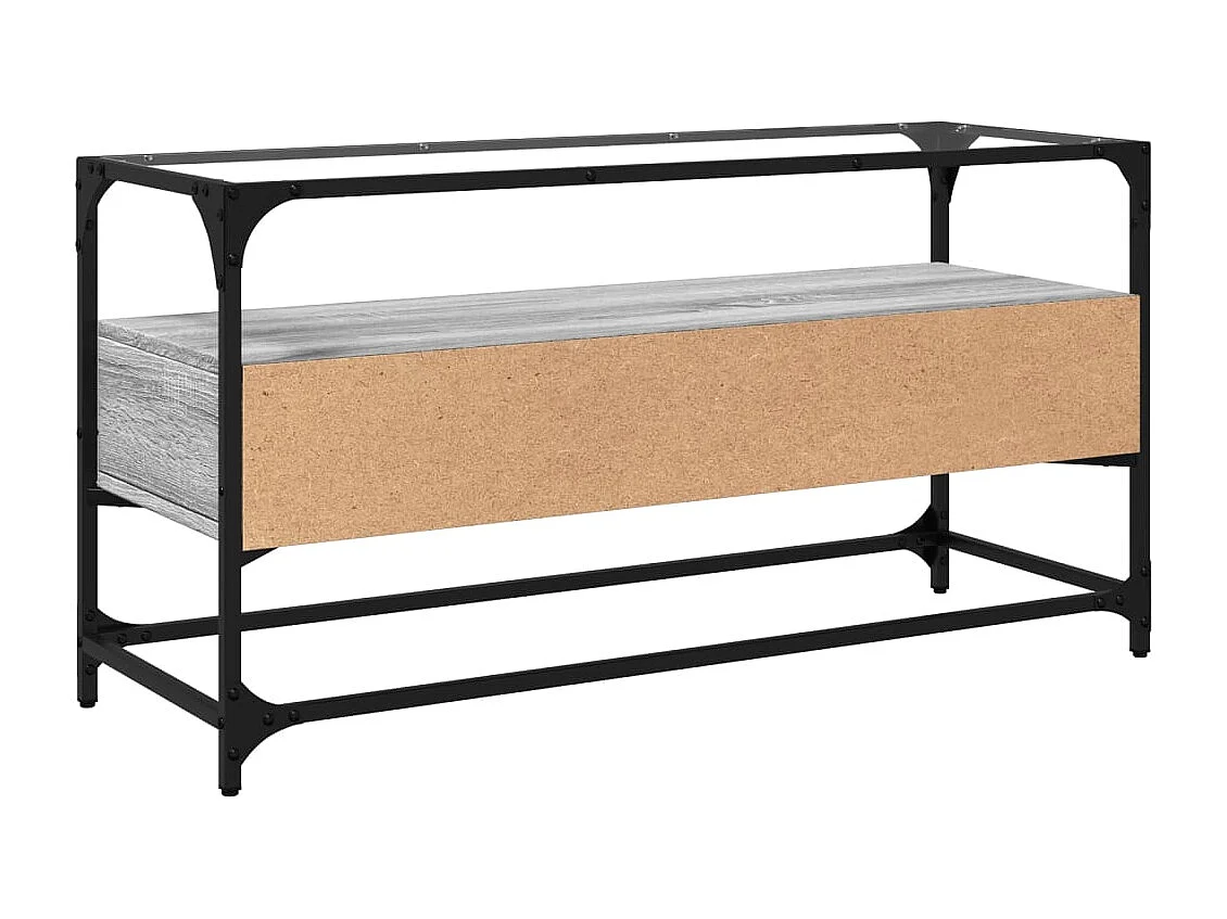 Varel  Mueble TV cristal y madera ingeniería gris Sonoma 98x35x51 cm