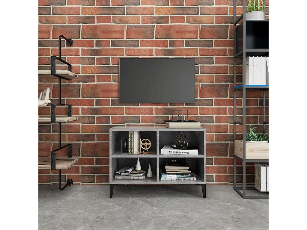 Eadestown  Meuble TV avec pieds en métal Gris béton 69,5x30x50 cm