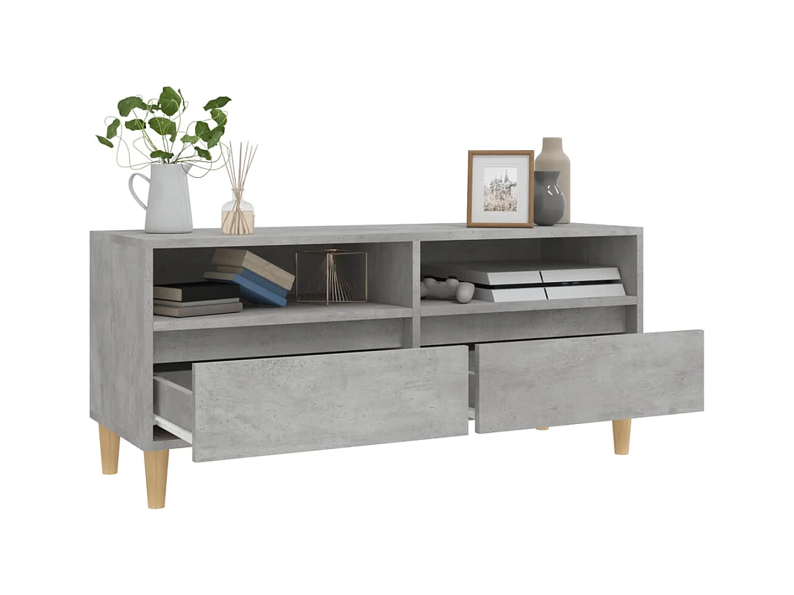Lin  Meuble TV gris béton 100x34,5x44,5 cm bois d'ingénierie