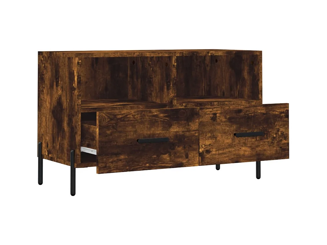 Erasmo  Meuble TV Chêne fumé 80x36x50 cm Bois d'ingénierie