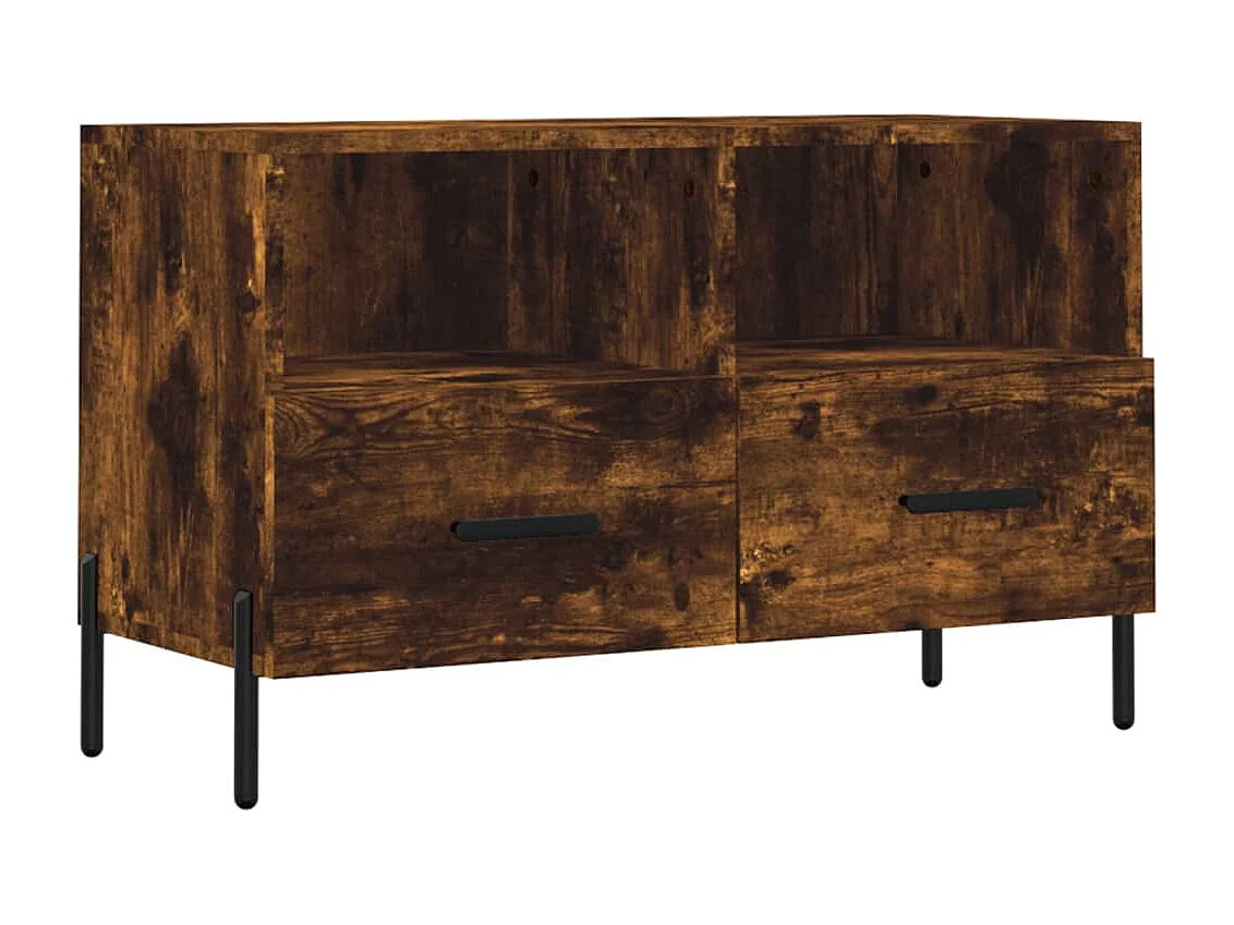 Erasmo  Meuble TV Chêne fumé 80x36x50 cm Bois d'ingénierie