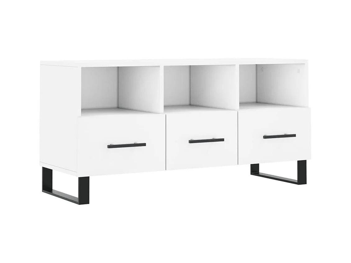 Thimister-Clermont  Meuble TV blanc 102x36x50 cm bois d'ingénierie