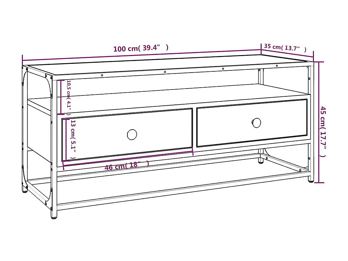 Bralir  Tv-meubel 100x35x45 cm bewerkt hout zwart
