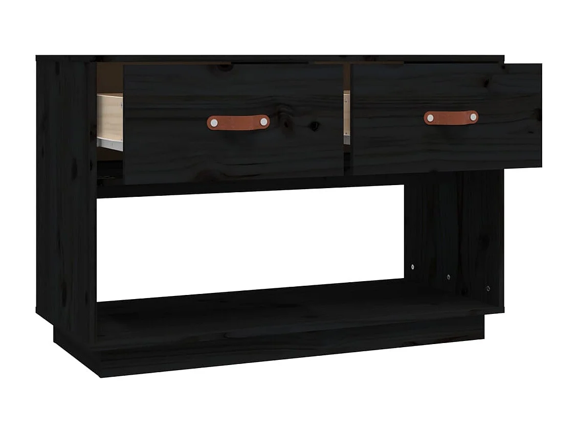 Carly Grace  Meuble TV Noir 90x40x60 cm Bois de pin massif