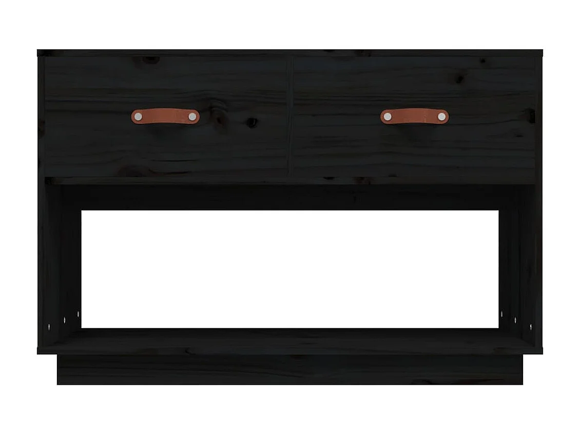 Carly Grace  Mueble de TV madera maciza de pino negro 90x40x60 cm