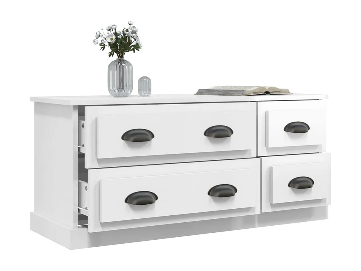 Joeri  Meuble TV blanc brillant 100x35,5x45 cm bois d'ingénierie