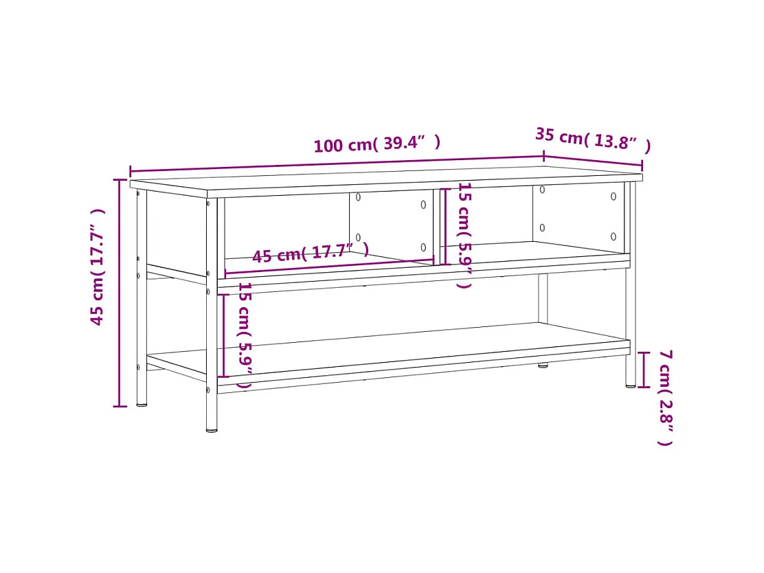 Thilda  Mueble de TV madera contrachapada negro 100x35x45 cm
