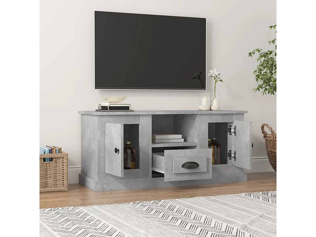 Yolanda  Mueble de TV madera contrachapada gris hormigón 100x35,5x45 cm