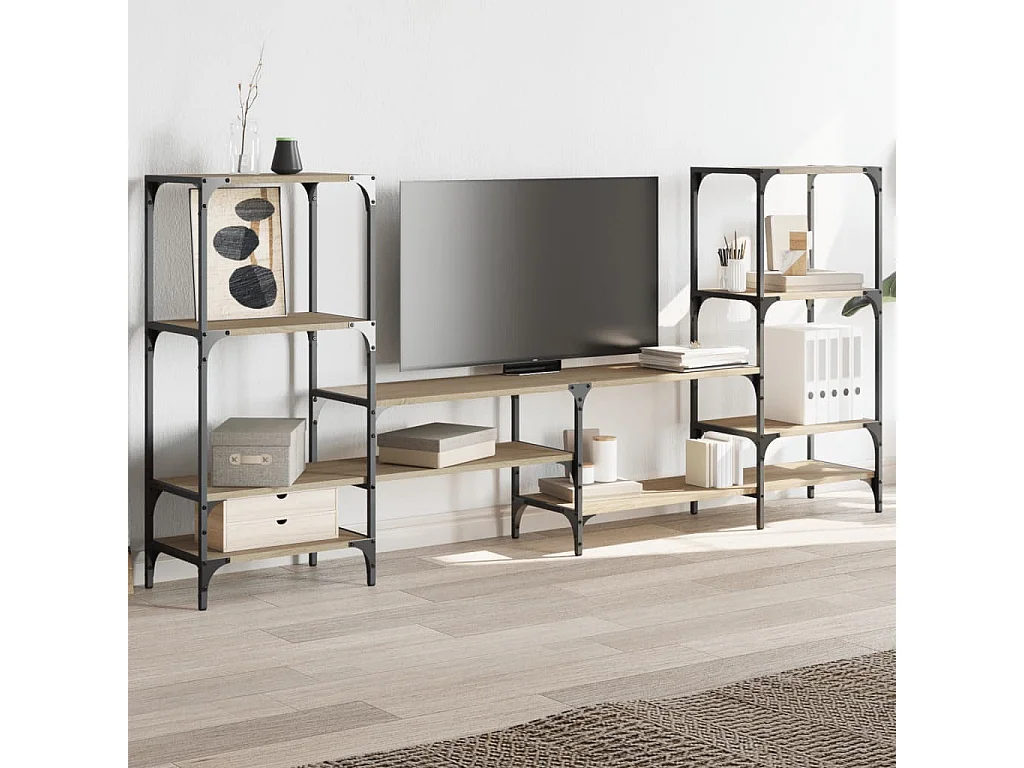 Cilyra  Mueble de TV madera de ingeniería roble Sonoma 206,5x28,5x95 cm